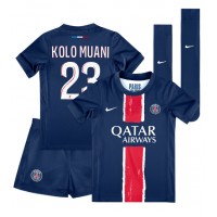 Camisa de Futebol Paris Saint-Germain Randal Kolo Muani #23 Equipamento Principal Infantil 2024-25 Manga Curta (+ Calças curtas)